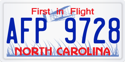 NC license plate AFP9728