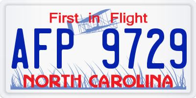 NC license plate AFP9729
