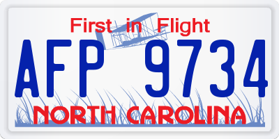 NC license plate AFP9734