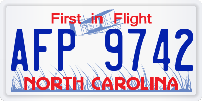 NC license plate AFP9742