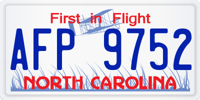 NC license plate AFP9752