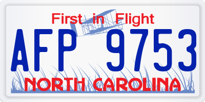NC license plate AFP9753