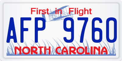 NC license plate AFP9760