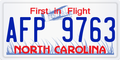 NC license plate AFP9763