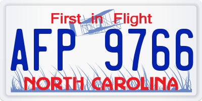 NC license plate AFP9766