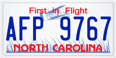NC license plate AFP9767