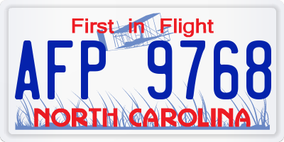 NC license plate AFP9768