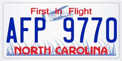 NC license plate AFP9770