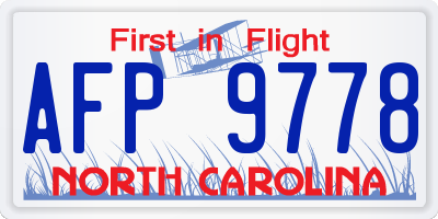 NC license plate AFP9778