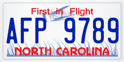 NC license plate AFP9789