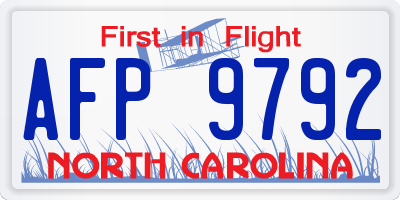 NC license plate AFP9792