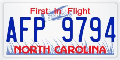 NC license plate AFP9794