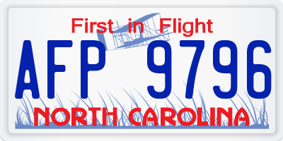 NC license plate AFP9796