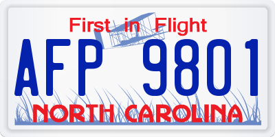 NC license plate AFP9801
