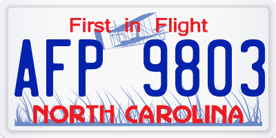 NC license plate AFP9803