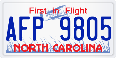 NC license plate AFP9805