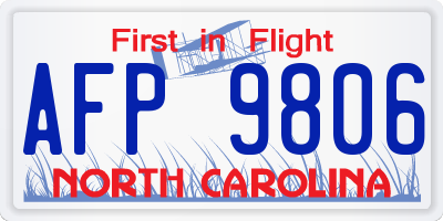 NC license plate AFP9806