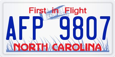 NC license plate AFP9807