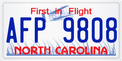 NC license plate AFP9808
