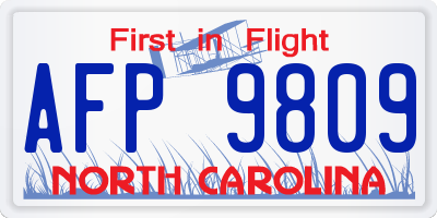 NC license plate AFP9809