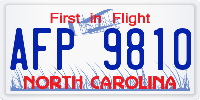 NC license plate AFP9810