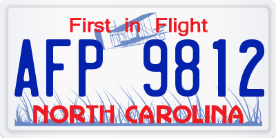 NC license plate AFP9812
