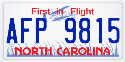 NC license plate AFP9815