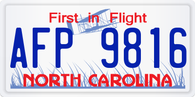 NC license plate AFP9816