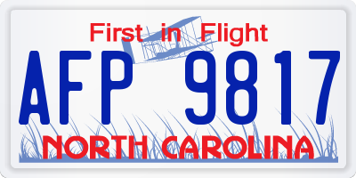 NC license plate AFP9817