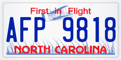 NC license plate AFP9818