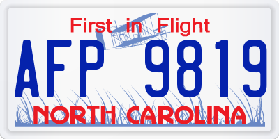 NC license plate AFP9819
