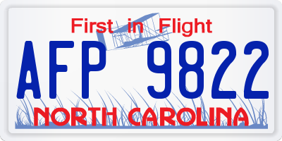 NC license plate AFP9822