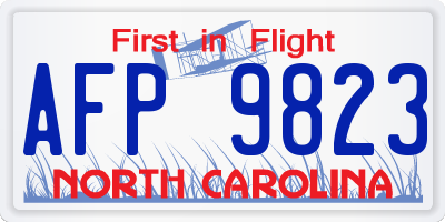 NC license plate AFP9823