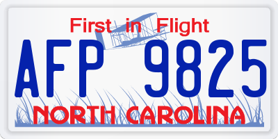 NC license plate AFP9825