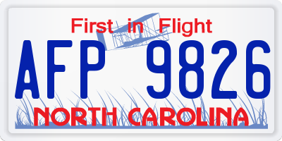 NC license plate AFP9826