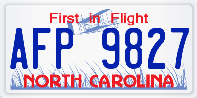 NC license plate AFP9827