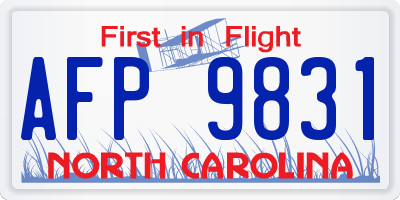 NC license plate AFP9831