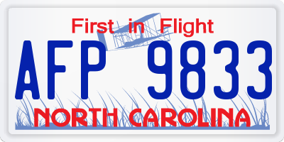NC license plate AFP9833
