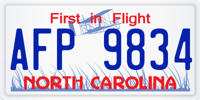 NC license plate AFP9834