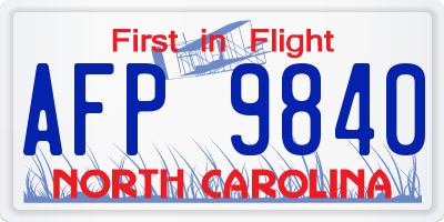 NC license plate AFP9840