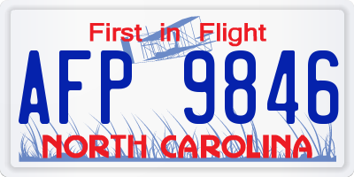 NC license plate AFP9846