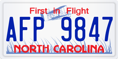 NC license plate AFP9847