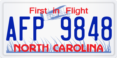 NC license plate AFP9848