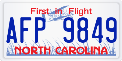 NC license plate AFP9849