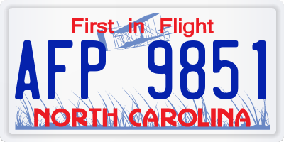 NC license plate AFP9851