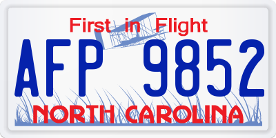 NC license plate AFP9852