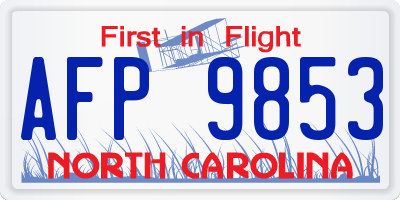 NC license plate AFP9853
