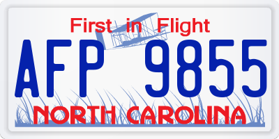 NC license plate AFP9855