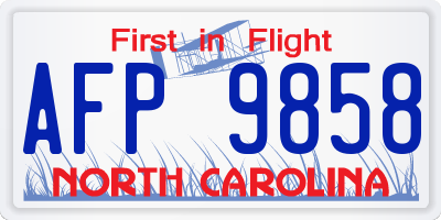NC license plate AFP9858