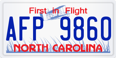 NC license plate AFP9860